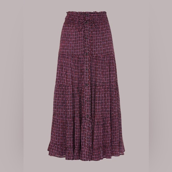 Whistles Multicolour Twist Dot Print Skirt Size 4 Midi Length Purple Viscose - Picture 2 of 8